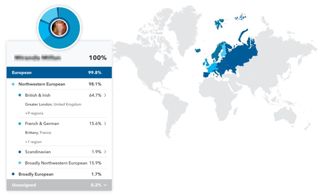 Screenshot from 23andMe membership area showing Ancestry Composition section